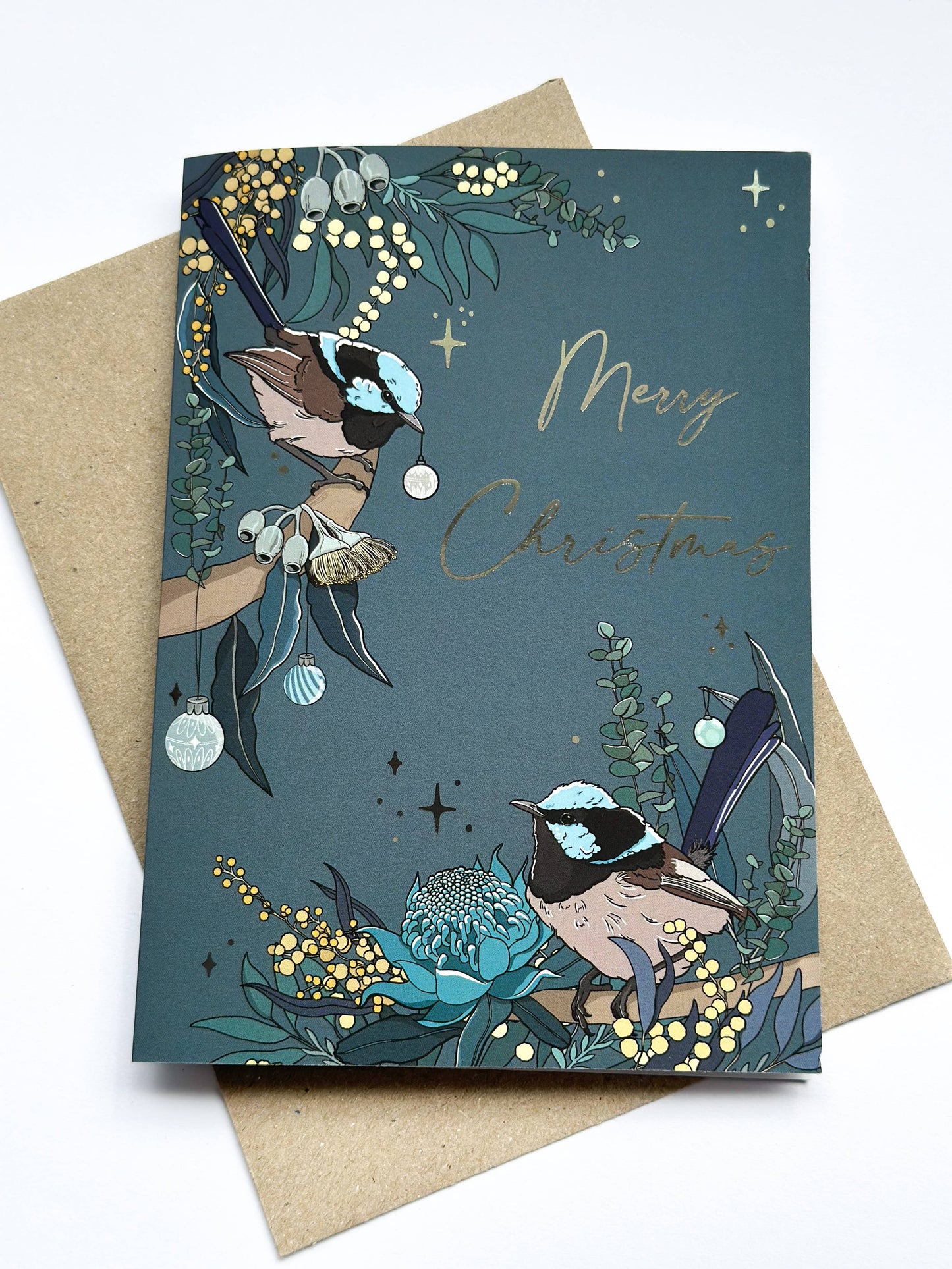 Blue Wrens Christmas Card