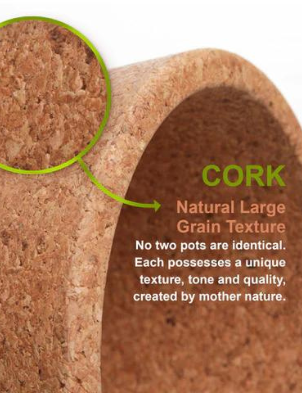 Cork Pot with Saucer (Fine Grain) - 14cm
