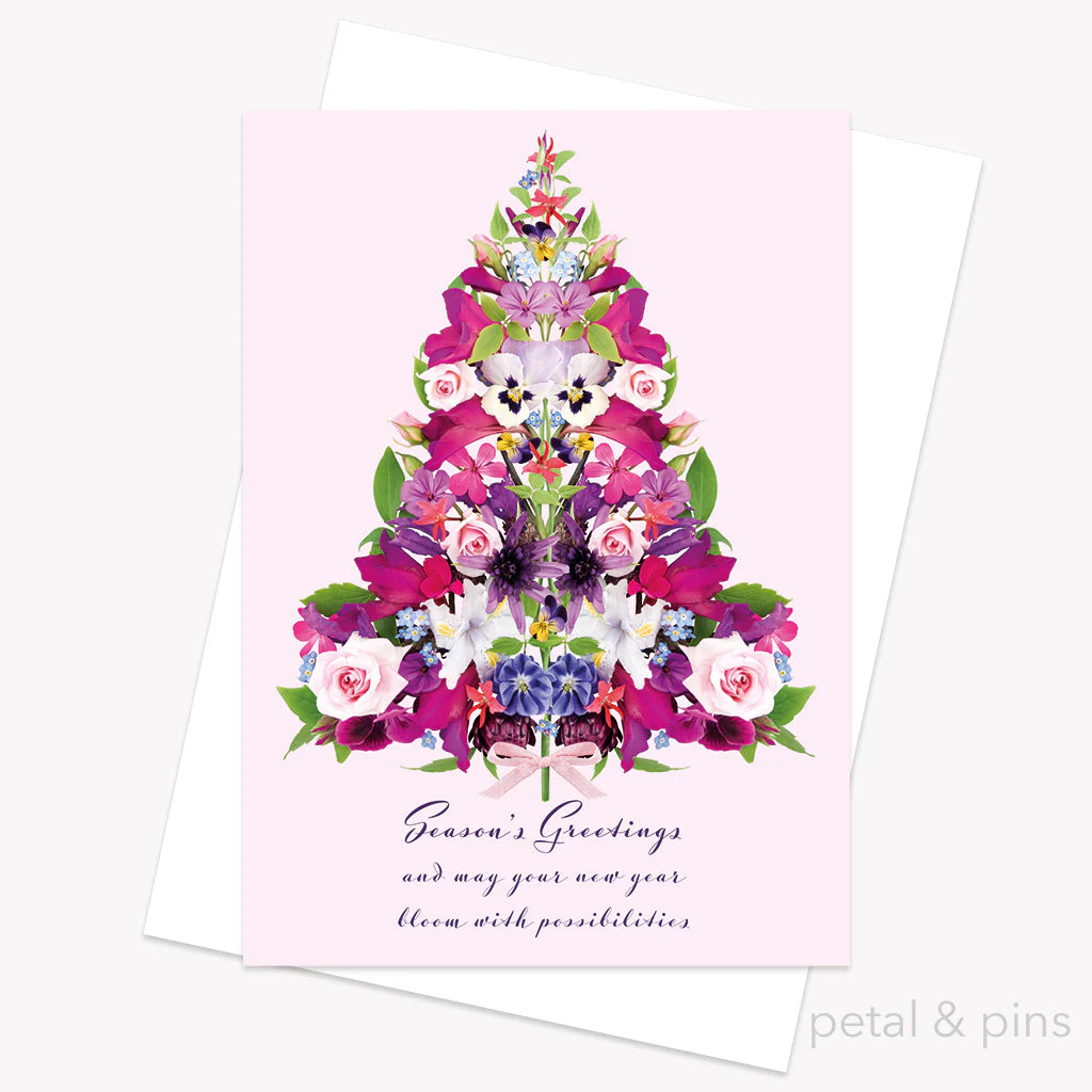 Cottage Garden Christmas Tree - Greeting Card