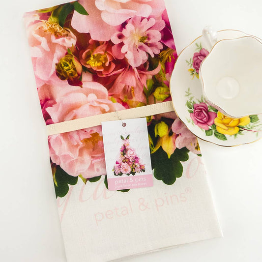 Linen Tea Towel - Aquilegia & Rose Dress