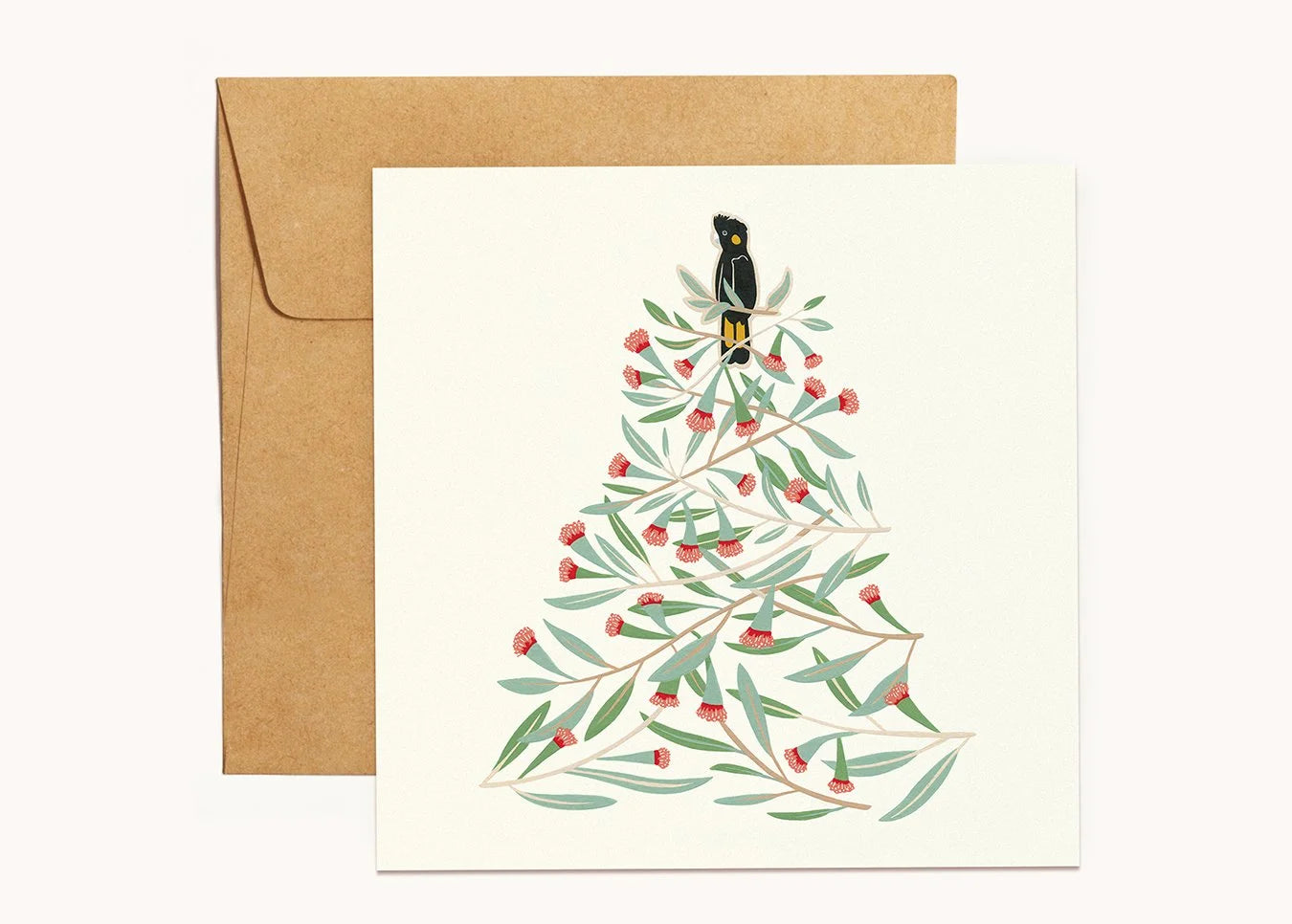 Christmas Card - Yellow-Tailed Black Cockatoo and Tree