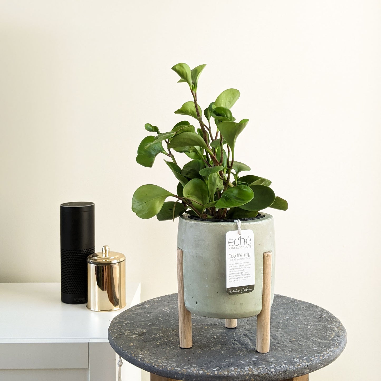 Hemp & Coconut Fibre Pot with Wooden Legs