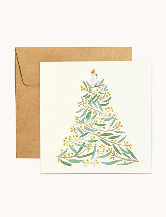 Christmas Card - Cockatoo And Tree