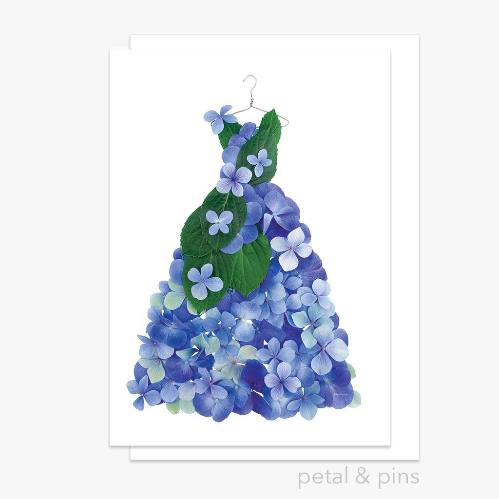 Blue Hydrangea Dress – Greeting Card