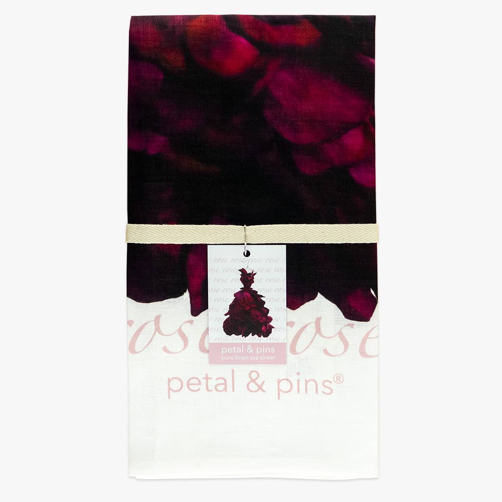 Linen Tea Towel - Red Wine Rose Gown