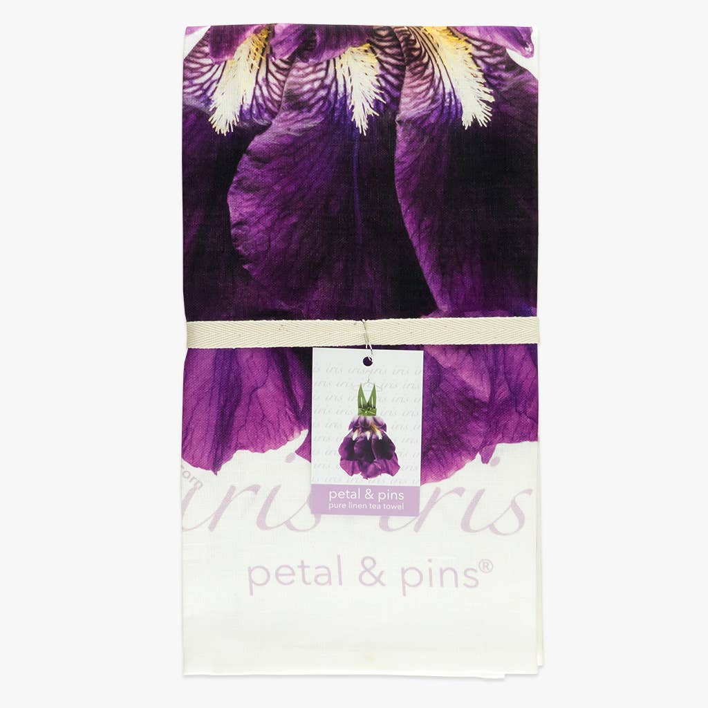 Linen Tea Towel - Iris With Bow Dress