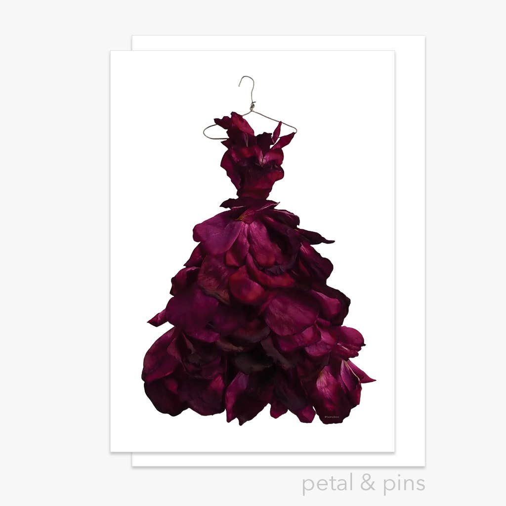 Red Wine Rose Gown – Greeting Card